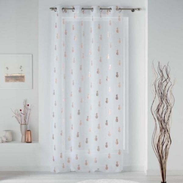 Net Curtain With Eyelets Voile Sable Metal Printed Samba