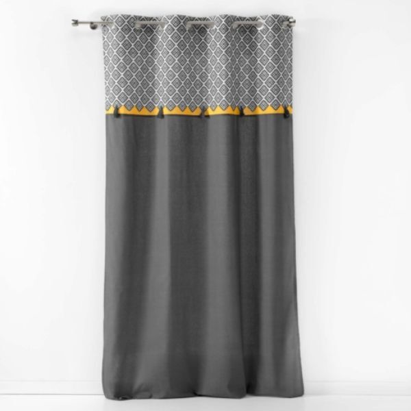 Curtain With Eyelets Plain Coton Printed Top Tassel Neo Casa